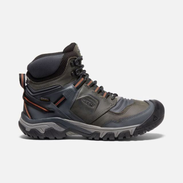Keen Men's Ridge Flex Waterproof Boot-Steel Grey/Fossil Orange